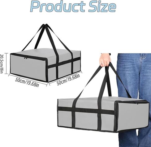 حقيبة توصيل البيتزا المعزولة مقاس 20 × 20 × 8 بوصة - تحتفظ بالحرارة السميكة للغاية لسائقي سيارات الركوب، وتقديم الطعام والاستخدام المنزلي، سخان طعام قابل للطي ومضاد للتسرب in Kuwait