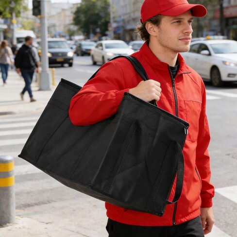 3 عبوات من الحقائب المعزولة مقاس XXXL لتوصيل الطعام مع قاعدة صلبة قابلة للإزالة، سعة كبيرة وحقيبة تقديم طعام شديدة التحمل، قابلة للطي وإعادة الاستخدام، حقائب بقالة لتقديم الطعام والتسوق والسفر in Kuwait