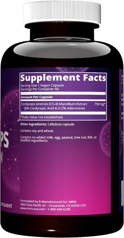 MRM Nutrition Cordyceps | CS-4 Strain | Endurance | Adaptogens | Mushrooms | Energy + Endurance | Vegan | 60 Servings in Kuwait