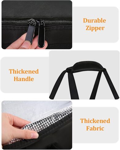 Bodaon Insulated Grocery Bags with 4 Cup Holders -Insulated Bags for Food Delivery with Zippered Top, Food Carrier for Catering, Pizza Bag and Cooler Bag for Takeout, Picnic, Shopping, Car Use in Saudi Arabia