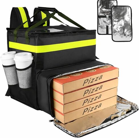 Bodaon Food Delivery Backpack with 2 Base Plates, Dual-Layer Insulated Compartments, Waterproof Lining, Reflective Strip - Pizza Delivery Bag for Bike Couriers, Grocery, Takeout, Food Transport in Saudi Arabia