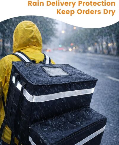 Bodaon Food Delivery Backpack with 2 Base Plates, Dual-Layer Insulated Compartments, Waterproof Lining, Reflective Strip - Pizza Delivery Bag for Bike Couriers, Grocery, Takeout, Food Transport in Saudi Arabia