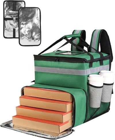 Bodaon Food Delivery Backpack with 2 Base Plates, Dual-Layer Insulated Compartments, Waterproof Lining, Reflective Strip - Pizza Delivery Bag for Bike Couriers, Grocery, Takeout, Food Transport in Saudi Arabia