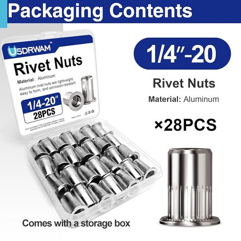 1/4-20 Aluminum Rivet Nuts, Threaded Inserts Rivnuts UNC Nutsert 28 Pcs in Kuwait