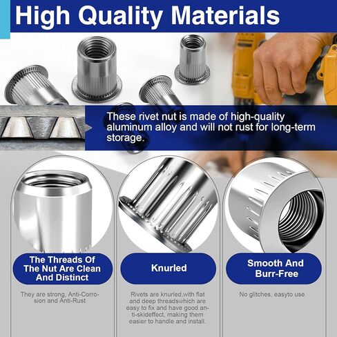 1/4-20 Aluminum Rivet Nuts, Threaded Inserts Rivnuts UNC Nutsert 28 Pcs in Kuwait