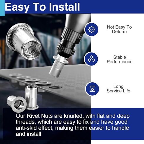 1/4-20 Aluminum Rivet Nuts, Threaded Inserts Rivnuts UNC Nutsert 28 Pcs in Kuwait