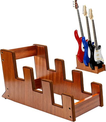 DIDA Wooden Floor Stand for Multiple Electric Guitars, 3-Holder, Space-Saving Floor Guitar Rack for Home, Studio, Stage, Multiple Electric Guitar, Bass Guitar Display (American Black Walnut) in Saudi Arabia