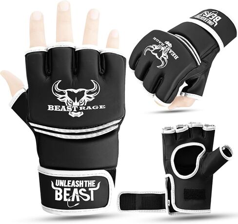 BEAST RAGE MMA Gloves for Men and Women,Martial Arts Mitts Grappling Sparring,Ventilated Palm, Vegan Leather, Cage Fighting, Muay Thai, Kick Boxing, Punching Bag, Boxing, Kickboxing in Kuwait