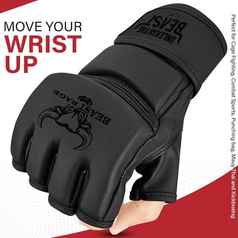 BEAST RAGE MMA Gloves for Men and Women,Martial Arts Mitts Grappling Sparring,Ventilated Palm, Vegan Leather, Cage Fighting, Muay Thai, Kick Boxing, Punching Bag, Boxing, Kickboxing in Saudi Arabia