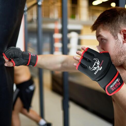 BEAST RAGE MMA Gloves for Men and Women,Martial Arts Mitts Grappling Sparring,Ventilated Palm, Vegan Leather, Cage Fighting, Muay Thai, Kick Boxing, Punching Bag, Boxing, Kickboxing in Saudi Arabia