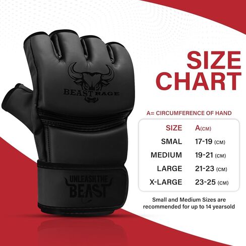 BEAST RAGE MMA Gloves for Men and Women,Martial Arts Mitts Grappling Sparring,Ventilated Palm, Vegan Leather, Cage Fighting, Muay Thai, Kick Boxing, Punching Bag, Boxing, Kickboxing in Saudi Arabia