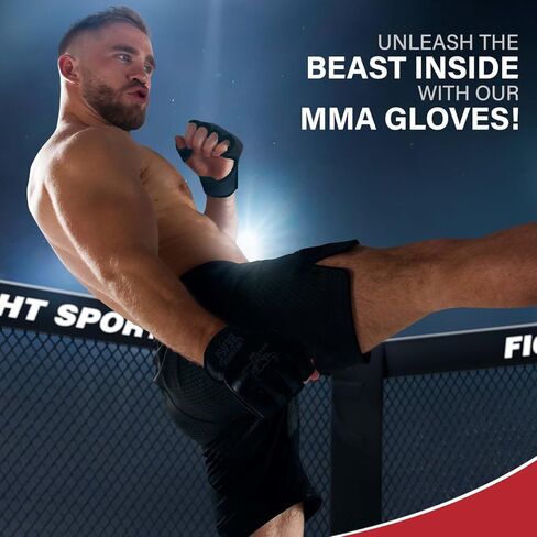 BEAST RAGE MMA Gloves for Men and Women,Martial Arts Mitts Grappling Sparring,Ventilated Palm, Vegan Leather, Cage Fighting, Muay Thai, Kick Boxing, Punching Bag, Boxing, Kickboxing in Saudi Arabia