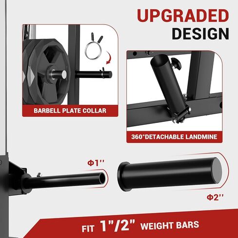 Garvee 2000LBS Smith Machine Home Gym، حامل قفص القرفصاء متعدد الوظائف مع كابل متقاطع وسحب LAT، معدات تدريب القوة مع 8 دبابيس تخزين الوزن والمزيد (اللوحات غير متضمنة) in Saudi Arabia