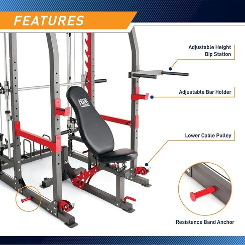 Marcy Smith Machine Home Gym System SM-4903, All-in-One Strength Training Cage with Weight Bench, Pulley, Squat Rack & Workout Station in Saudi Arabia