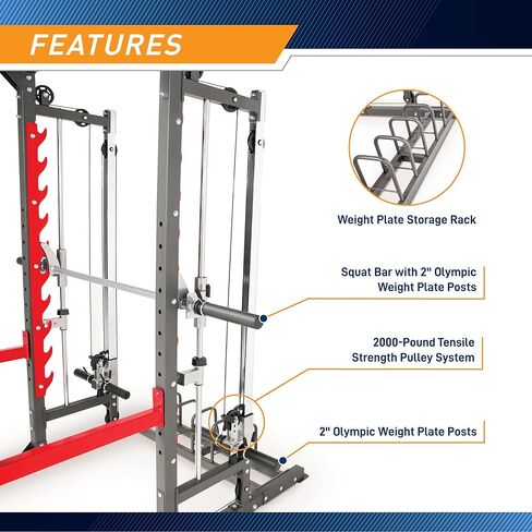 Marcy Smith Machine Home Gym System SM-4903, All-in-One Strength Training Cage with Weight Bench, Pulley, Squat Rack & Workout Station in Saudi Arabia