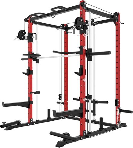 جهاز Eonfit E3 Smith لمعدات الصالة الرياضية المنزلية، رف القرفصاء لقفص الطاقة متعدد الوظائف مع نظام البكرة المنسدلة LAT الكل في واحد in Kuwait