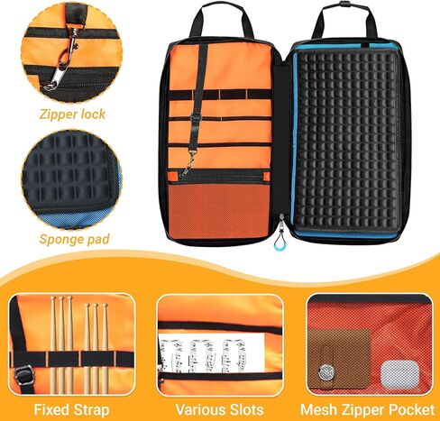 حقيبة أعواد الطبل، حامل حقيبة أعواد الطبل مع مقابض وحزام كتف قابل للفصل، حقيبة أعواد الطبل المعلقة لأعواد الطبل والمطارق للطبول، المبتدئين في الفرقة، أزعج in Kuwait