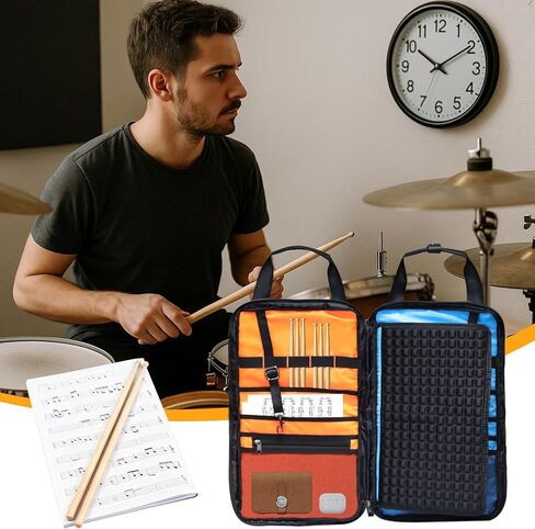حقيبة أعواد الطبل، حامل حقيبة أعواد الطبل مع مقابض وحزام كتف قابل للفصل، حقيبة أعواد الطبل المعلقة لأعواد الطبل والمطارق للطبول، المبتدئين في الفرقة، أزعج in Kuwait