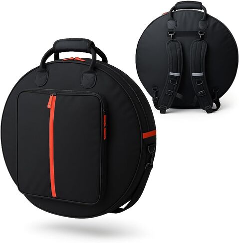 حقيبة الصنج الاحترافية مقاس 24 بوصة مكونة من 6 عبوات مع فواصل مبطنة - قاعدة مقاومة للثقب، مع سحابات YKK التجارية مع عصي الطبول، وجيب الملحقات (حقيبة الظهر) in Kuwait