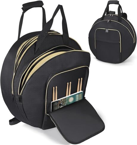 22" Cymbal Bag - Double-Layer Cymbal Gig Bag With Shoulder Strap & Handle 8mm Dual Padded Divider, Multi-Compartment Cymbal Soft Case, Stores Drum Cymbals & Accessories, Perfect for Gigs & Travel in Kuwait