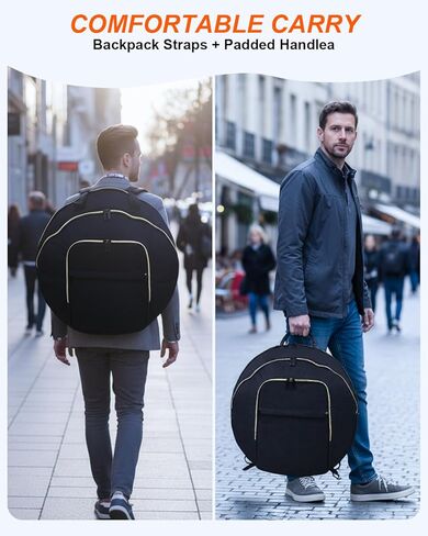22" Cymbal Bag - Double-Layer Cymbal Gig Bag With Shoulder Strap & Handle 8mm Dual Padded Divider, Multi-Compartment Cymbal Soft Case, Stores Drum Cymbals & Accessories, Perfect for Gigs & Travel in Kuwait