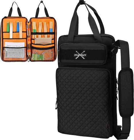 حقيبة عصا الطبل مع خطاف تعليق، حقيبة حمل مطرقة الطبل مع حزام كتف قابل للفصل، حقيبة أعواد طبلة معلقة للطبول، مبطنة باللون الأسود in Kuwait