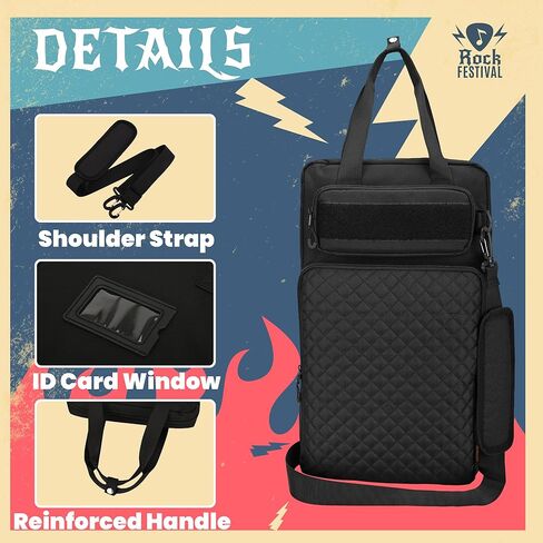 حقيبة عصا الطبل مع خطاف تعليق، حقيبة حمل مطرقة الطبل مع حزام كتف قابل للفصل، حقيبة أعواد طبلة معلقة للطبول، مبطنة باللون الأسود in Kuwait