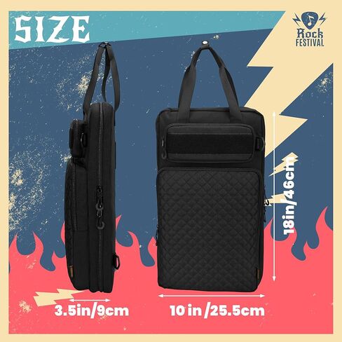 حقيبة عصا الطبل مع خطاف تعليق، حقيبة حمل مطرقة الطبل مع حزام كتف قابل للفصل، حقيبة أعواد طبلة معلقة للطبول، مبطنة باللون الأسود in Kuwait