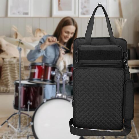 حقيبة عصا الطبل مع خطاف تعليق، حقيبة حمل مطرقة الطبل مع حزام كتف قابل للفصل، حقيبة أعواد طبلة معلقة للطبول، مبطنة باللون الأسود in Kuwait