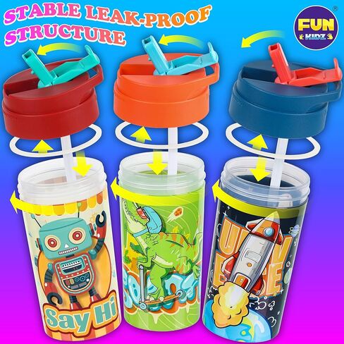 3 Packs Boy Designs 17oz Kids Water Bottle, Total My Style Spout Covered and Carry Handle Designed Lid Leak Proof BPA Free for Boys Ages 3+ Dishwasher Safe for Sports School Travel with Silicone Straw in Saudi Arabia