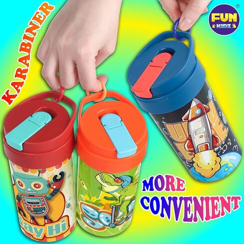 3 Packs Boy Designs 17oz Kids Water Bottle, Total My Style Spout Covered and Carry Handle Designed Lid Leak Proof BPA Free for Boys Ages 3+ Dishwasher Safe for Sports School Travel with Silicone Straw in Saudi Arabia
