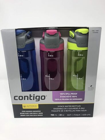 Contigo Auto Seal 3-Pack Water Bottles (Blue, Pink, Green) in Saudi Arabia