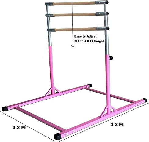 ProGymnastics Horizontal Bar Gymnastics 3' to 5' Kip Junior Sturdy Adjustable Bars Teenagers Pink in Saudi Arabia