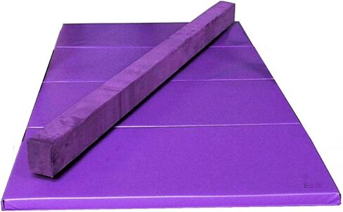 Expandable Gymnastics Kip Bar Set with Balance Beam, 6'x4' Mat for Kids, Horizontal Bar Junior Gymnastic Training Exercise Gymnast Home Gym Adjustable 3 to 5 FT Fiberglass Rail (Purple) in Saudi Arabia