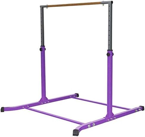 Expandable Gymnastics Kip Bar Set with Balance Beam, 6'x4' Mat for Kids, Horizontal Bar Junior Gymnastic Training Exercise Gymnast Home Gym Adjustable 3 to 5 FT Fiberglass Rail (Purple) in Saudi Arabia