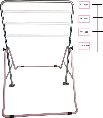 Kids Jungle Gym 3 in 1 Gymnastics Monkey Bar Deluxe Swing Set, Trapeze Rings, Adjustable Horizontal Climb Tower Junior Training Pink in Saudi Arabia