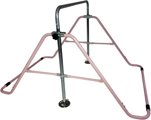 Kids Jungle Gym 3 in 1 Gymnastics Monkey Bar Deluxe Swing Set, Trapeze Rings, Adjustable Horizontal Climb Tower Junior Training Pink in Saudi Arabia