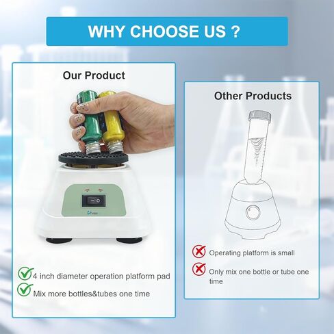 خلاط دوامي بسرعة ثابتة 2800 دورة في الدقيقة مع العمل المستمر، دوامة مختبر مع وسادة منصة 4 بوصة للزجاجات والأنابيب كبيرة الحجم، وطلاء الأظافر، ومواد لاصقة للرموش، وخلط دهانات الهوايات in Kuwait