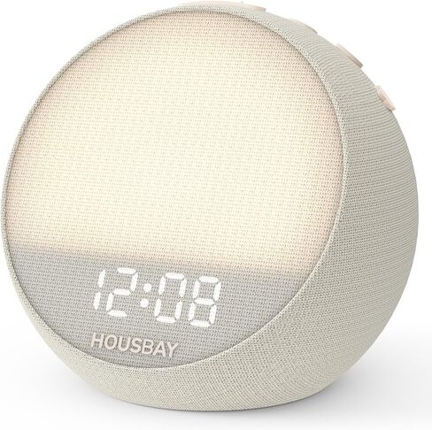 HOUSBAY MINI Sunrise Alarm Clock with Sound Machine, Rhythm Wake-Up Light, White Noise for Sleeping, Compact Phone-Free Bedrooms Clock, Putty in Kuwait