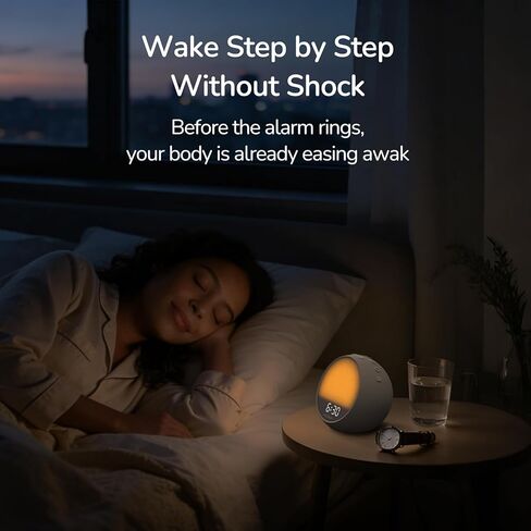 HOUSBAY MINI Sunrise Alarm Clock with Sound Machine, Rhythm Wake-Up Light, White Noise for Sleeping, Compact Phone-Free Bedrooms Clock, Putty in Kuwait