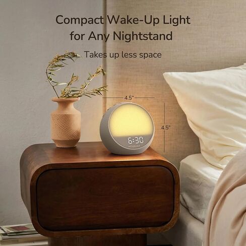 HOUSBAY MINI Sunrise Alarm Clock with Sound Machine, Rhythm Wake-Up Light, White Noise for Sleeping, Compact Phone-Free Bedrooms Clock, Putty in Kuwait