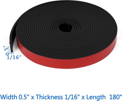 شرائط مطاطية صلبة لاصقة من HooTown، بعرض 0.5 بوصة × 1/16 بوصة سميكة × 180 بوصة طويلة من صفائح مطاط النيوبرين الذاتية مع دعامة لاصقة للحشوات التي تصنعها بنفسك، والوسادات، والختم، والبطانة، وخطوط الطقس، والأختام، باللون الأحمر in Kuwait