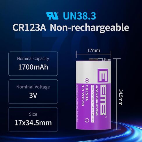 EEMB CR123A 3V Lithium Batteries 4 Pack 1700mAh 3 Volt 123 Battery with High Capacity for Flashlight Toys Alarm System Non-Rechargeable Battery in Kuwait