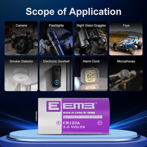 EEMB CR123A 3V Lithium Batteries 4 Pack 1700mAh 3 Volt 123 Battery with High Capacity for Flashlight Toys Alarm System Non-Rechargeable Battery in Kuwait