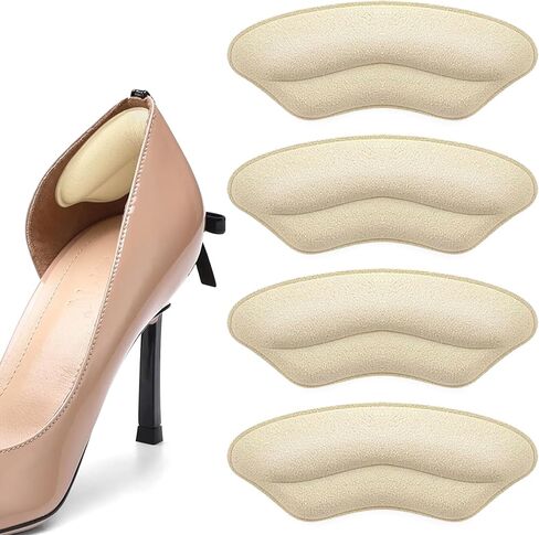 Heel Pads for Shoes, 2 Pairs Self-Adhesive Heel Grips & Protectors - Non-Slip Cushion Inserts to Prevent Blisters, Snug Fit for Big Shoes, Improve Comfort for Men & Women (Beige,Large) in Kuwait