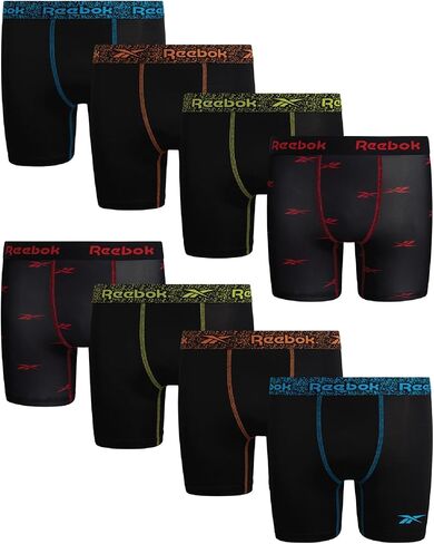 Reebok Boys Boxer Briefs - 8 Pack Performance Stretch Breathable Athletic Underwear Boxers for Boys (Sizes: 6-18) in Kuwait