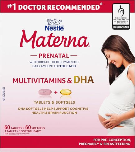 NESTLÉ Materna Prenatal Multivitamin with DHA Supplement | Folic Acid | 60 tablets + 60 DHA soft gels in Saudi Arabia
