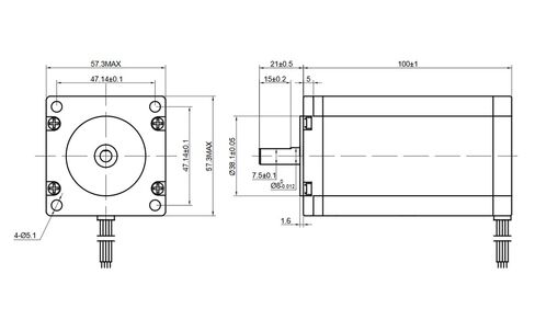 Nema 23 محرك متدرج 8 مللي متر عمود ثنائي القطب 3Nm 5A 57x57x100 مللي متر 4 أسلاك طابعة CNC ثلاثية الأبعاد in Kuwait