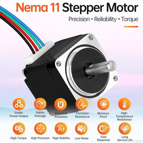 Nema 11 Stepper Motor 2 Phase 1.8‌°‌ 3Ncm(4.25oz·in) High Torque Bipolar 23mm 0.4A 19Ω 4-Wire Shaft 20mm φ5mm 28 Mini Stepper Motor Cable 1M for 3D Printer DIY Robot CNC Machine in Kuwait
