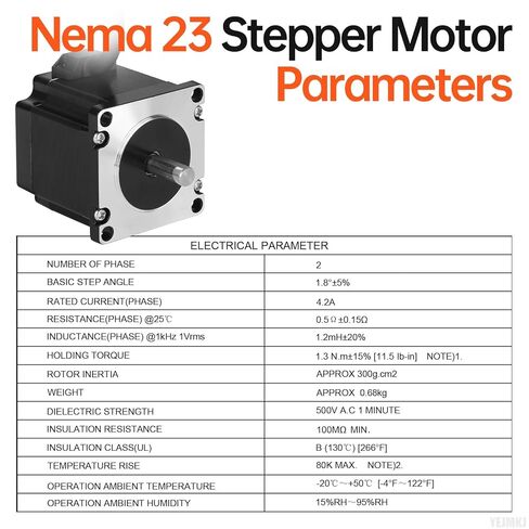 Nema 23 Stepper Motor 1.8‌°‌ 2 Phase High Torque 1.3Nm(184.1oz·in) Bipolar 57x55mm 4.2A 0.5Ω 4-Wire Shaft 21mm φ8mm 57 Stepper Motor Cable 1M for CNC Mill Lathe Router 3D Printer DIY Robot in Kuwait